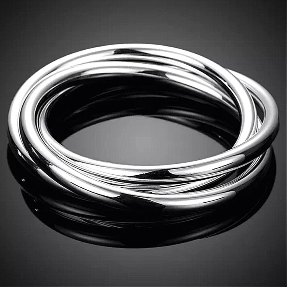 Bangle Bracelets Sterling Silver Three Piece Set